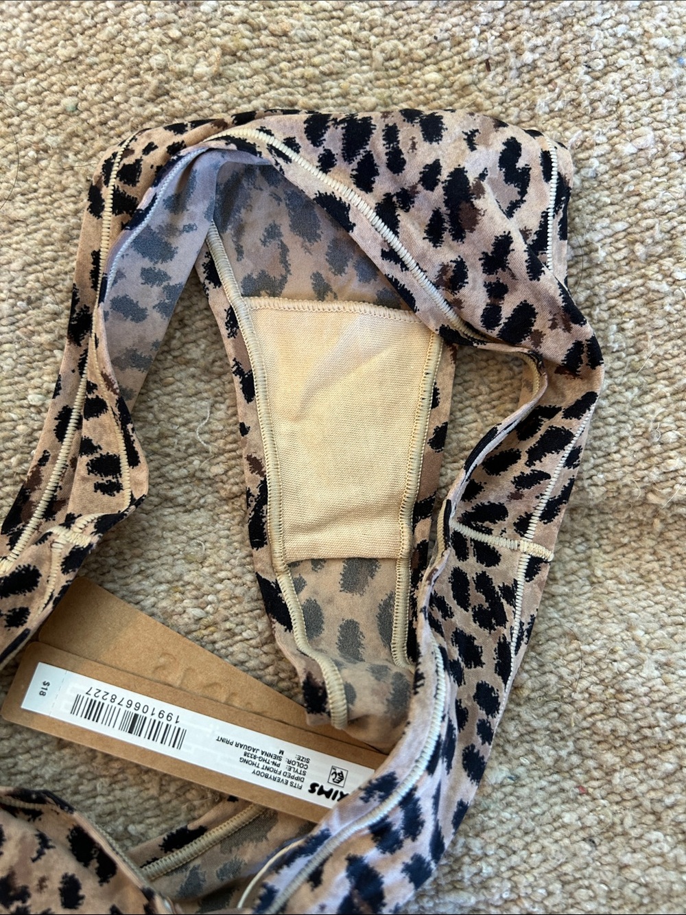 SKIMS Leopard Print - Tan/Black Fits Everybody Dipped Front Thong - Picture 3 of 4